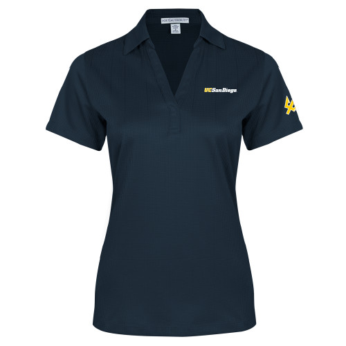  Womens Navy Performance Fine Jacquard Polo - UC San Diego Wordmark
