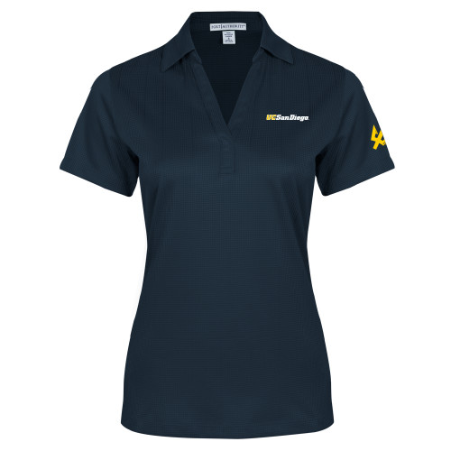  Womens Navy Performance Fine Jacquard Polo - UC San Diego Wordmark