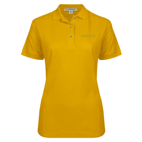  Womens Silk Touch Gold Pique Polo - Tritons Wordmark