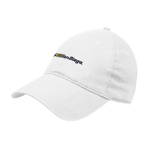  White Unstructured Adjustable Low Profile Hat - UC San Diego Primary Mark