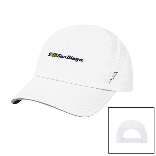  Womens White Performance Cap - UC San Diego Primary Mark