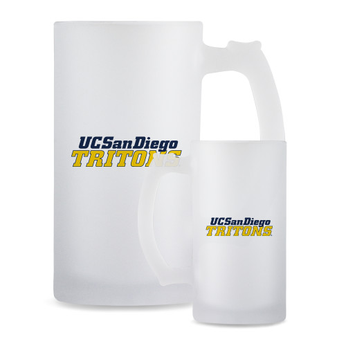  Full Color Decorative Frosted Glass Mug 16oz - UC San Diego Tritons Mark