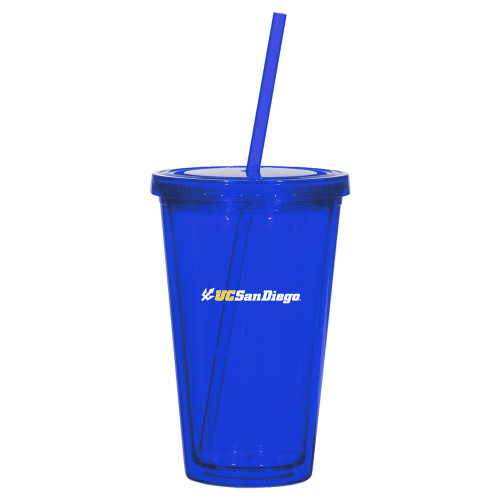  Madison Double Wall Blue Tumbler w/Straw 16oz - UC San Diego Primary Mark