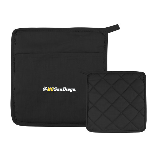  Quilted Canvas Black Pot Holder - UC San Diego Primary Mark