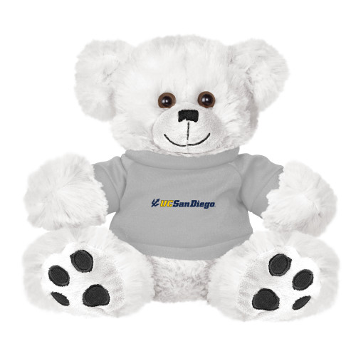  Plush Big Paw 8 1/2 inch White Bear w/Grey Shirt - UC San Diego Primary Mark