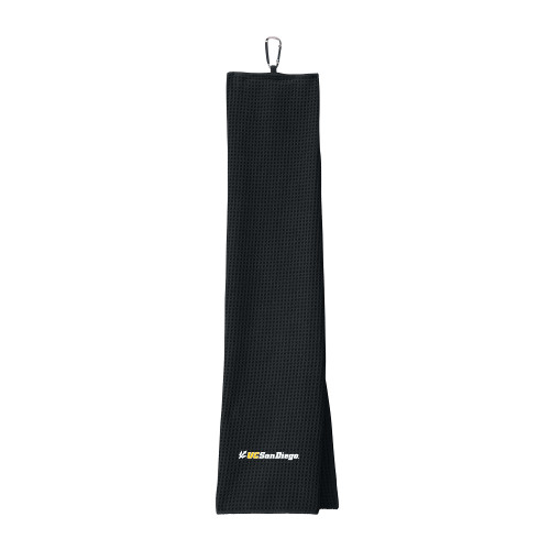  Black Waffle Microfiber Golf Towel - UC San Diego Primary Mark