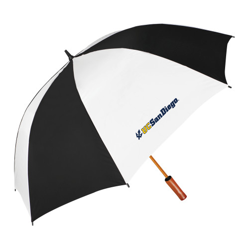  64 Inch Black/White Umbrella - UC San Diego Primary Mark