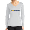 Thumbnail image for  Womens White Performance Long Sleeve V Neck Shirt