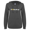 Thumbnail image for  ENZA Womens Dark Heather V Notch Raw Edge Fleece Hoodie