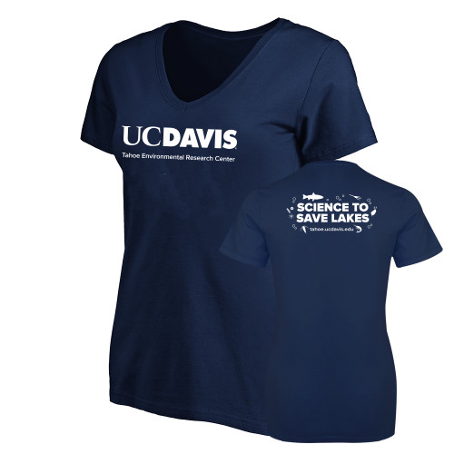  Womens Plus Navy V Neck T Shirt - UD Davis Tahoe Environmental Research Center