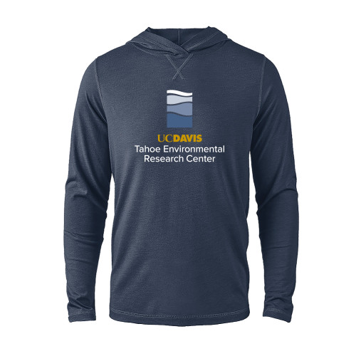  Navy Heather Long Sleeve Hooded Tee - UD Davis TERC Vertical