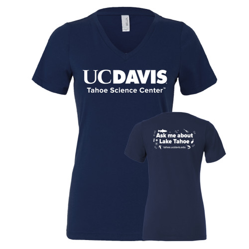  Bella + Canvas Womens Navy V Neck Cotton T Shirt - UD Davis Tahoe Science Center