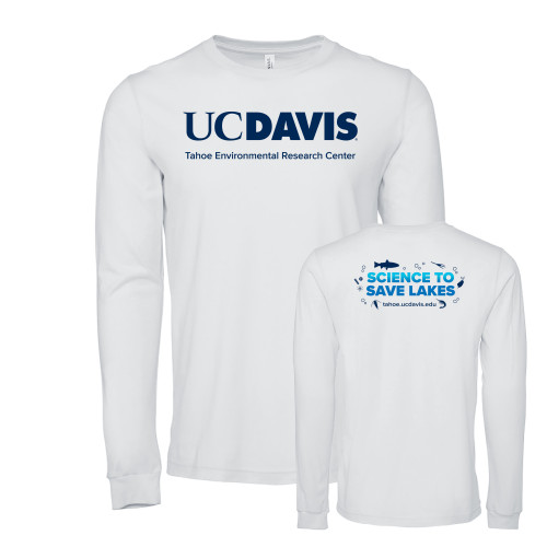  Bella + Canvas White Jersey Cotton Long Sleeve T Shirt - UD Davis Tahoe Environmental Research Center