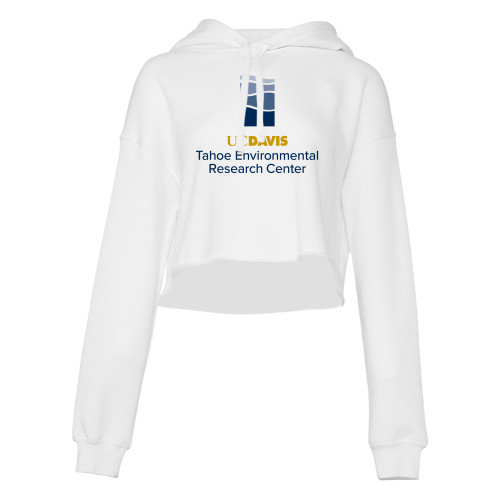  Bella + Canvas Womens White Cropped Fleece Hood - UD Davis TERC Vertical