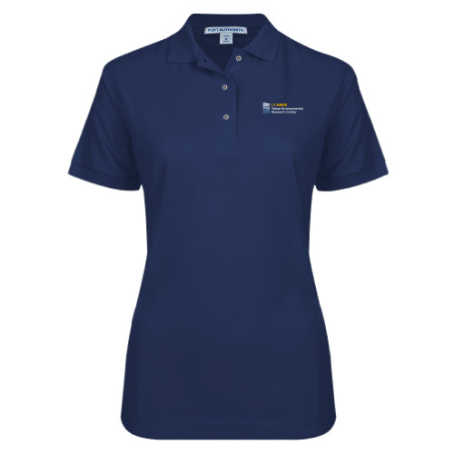  Womens Silk Touch Navy Pique Polo - UD Davis TERC Horizontal