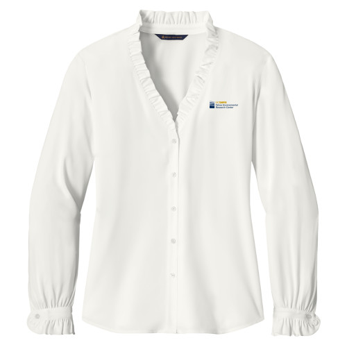  Brooks Brothers Womens Off White Long Sleeve Ruffle Collar Blouse - UD Davis TERC Horizontal