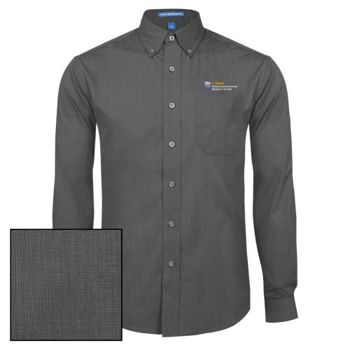 Dark Charcoal Poplin Crosshatch Long Sleeve Button Down - UD Davis TERC Horizontal