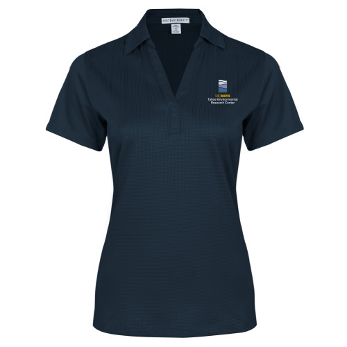  Womens Navy Performance Fine Jacquard Polo - UD Davis TERC Vertical