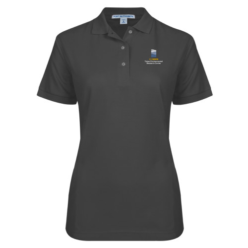  Womens Silk Touch Charcoal Pique Polo - UD Davis TERC Vertical