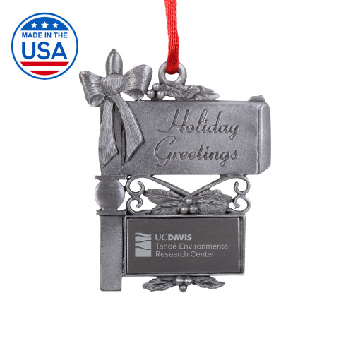  Pewter Mail Box Ornament - UD Davis TERC HorizontalEngraved