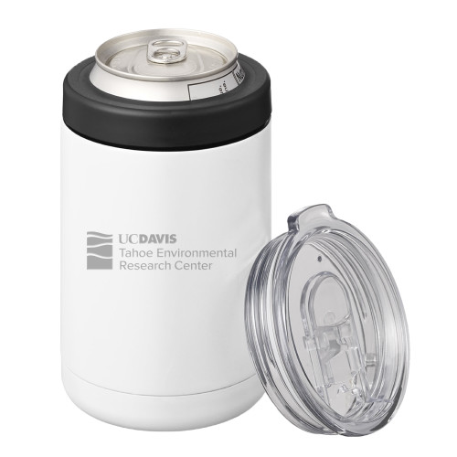  2 in 1 White Can Cooler Tumbler 12oz - UD Davis TERC HorizontalEngraved