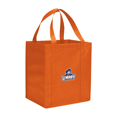 Non Woven Orange Grocery Tote - Primary Athletics Mark