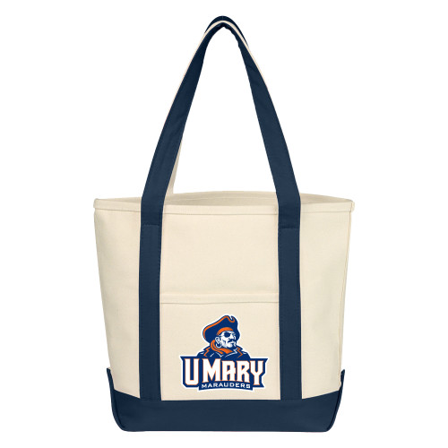  Cotton Canvas Natural/Navy Tote Bag - Primary Athletics Mark