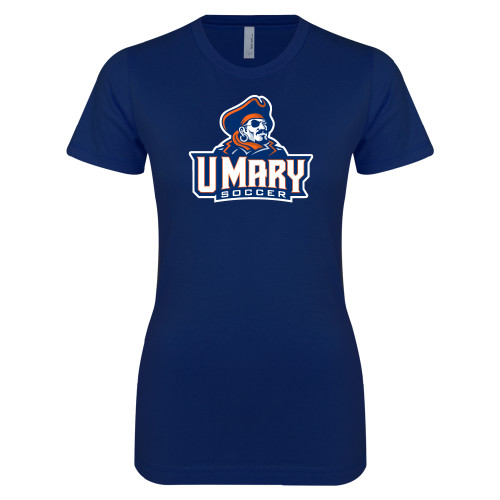  Next Level Womens Navy Boyfriend Tee - Soccer