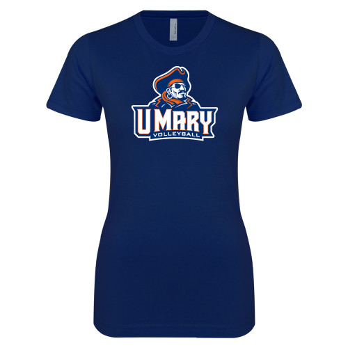  Next Level Womens Navy Boyfriend Tee - Volleyball
