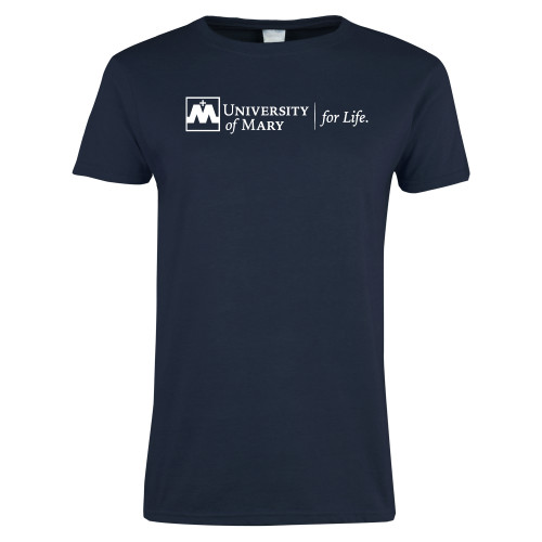  Womens Short Sleeve Navy Tee - For Life - Horizontal