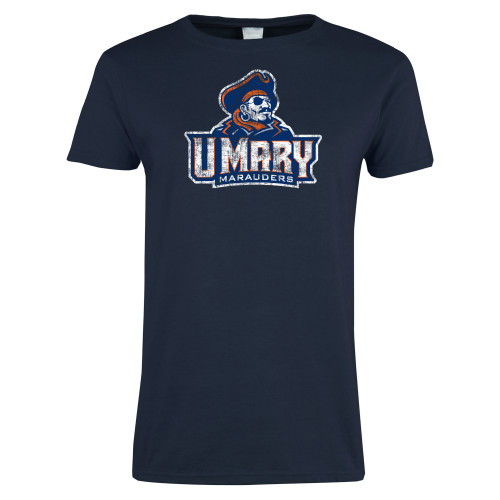  Womens Short Sleeve Navy Tee - Primary Athletics Mark Distressed