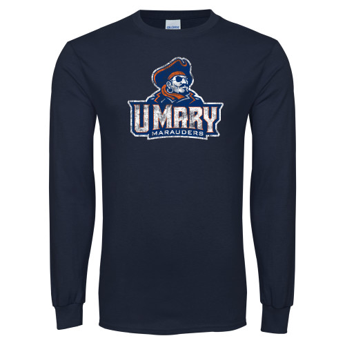  Navy Long Sleeve T-Shirt - Primary Athletics Mark Distressed