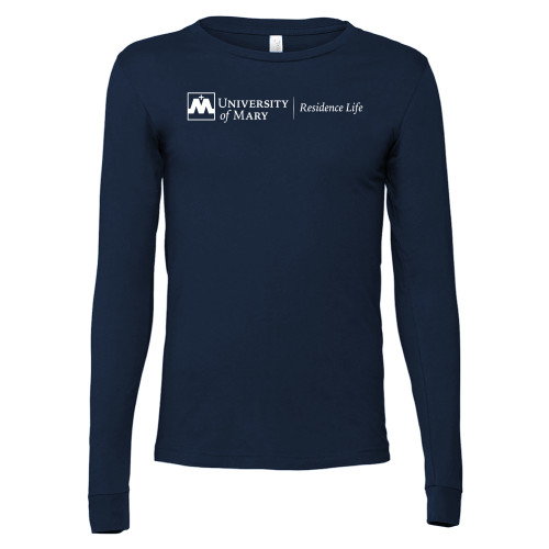  Bella + Canvas Navy Jersey Cotton Long Sleeve T Shirt - UMR Residence Life