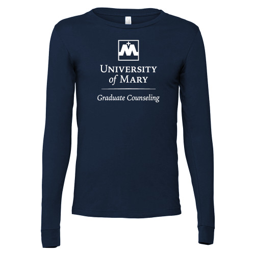  Bella + Canvas Navy Jersey Cotton Long Sleeve T Shirt - Graduate Counseling