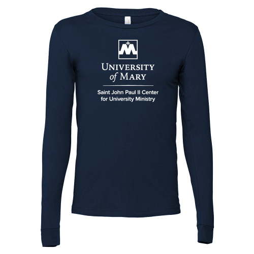  Bella + Canvas Navy Jersey Cotton Long Sleeve T Shirt - Saint John Paul II Center for Univeristy Ministry