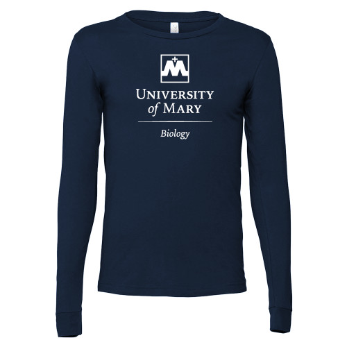  Bella + Canvas Navy Jersey Cotton Long Sleeve T Shirt - Biology