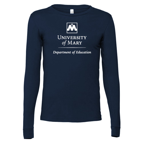  Bella + Canvas Navy Jersey Cotton Long Sleeve T Shirt - Department of Education