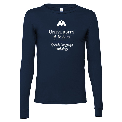  Bella + Canvas Navy Jersey Cotton Long Sleeve T Shirt - University of Mary Speech Language Pathology