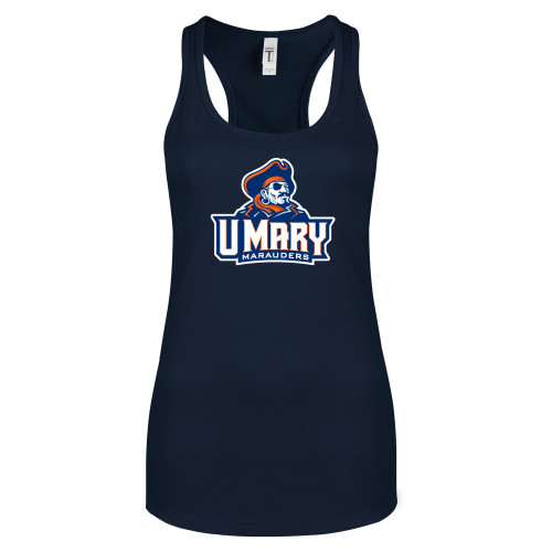  Next Level Womens Navy Racerback Tank  - Primary Athletics Mark