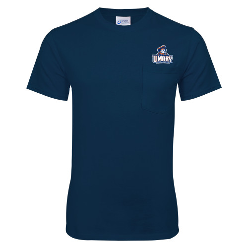  Navy T-Shirt w/Pocket - Primary Athletics Mark
