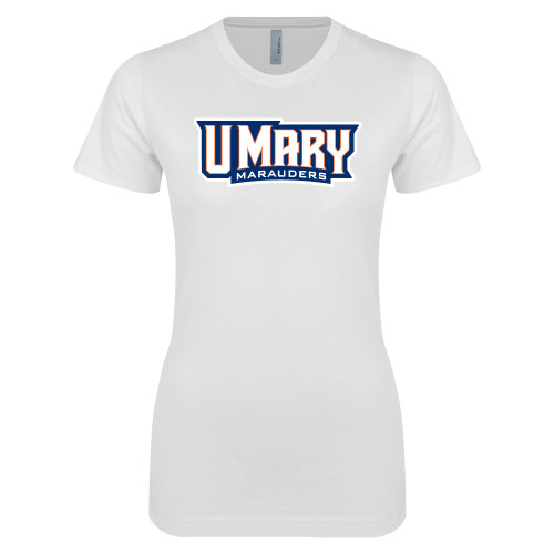  Next Level Womens White Boyfriend Tee - U Mary Marauders