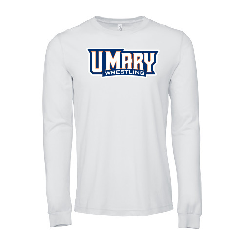  Bella + Canvas White Jersey Cotton Long Sleeve T Shirt - Wrestling Wordmark