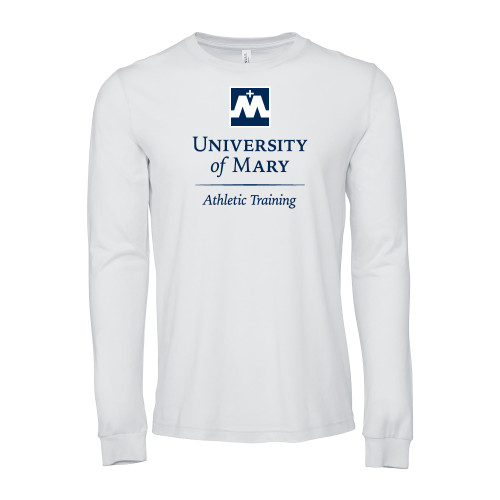 Bella + Canvas White Jersey Cotton Long Sleeve T Shirt - University of Mary Athletic Training