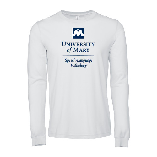  Bella + Canvas White Jersey Cotton Long Sleeve T Shirt - University of Mary Speech Language Pathology