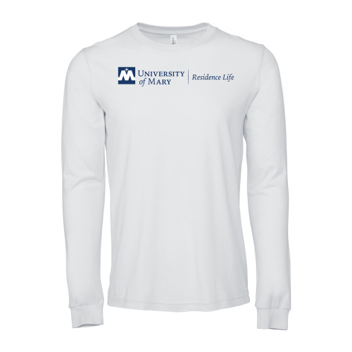  Bella + Canvas White Jersey Cotton Long Sleeve T Shirt - UMR Residence Life