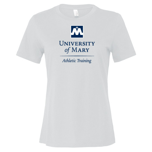  Bella + Canvas Womens White Relaxed Cotton T Shirt - University of Mary Athletic Training