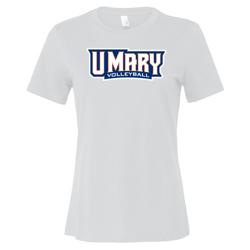  Bella + Canvas Womens White Relaxed Cotton T Shirt - Volleyball Wordmark