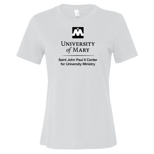  Bella + Canvas Womens White Relaxed Cotton T Shirt - Saint John Paul II Center for Univeristy Ministry