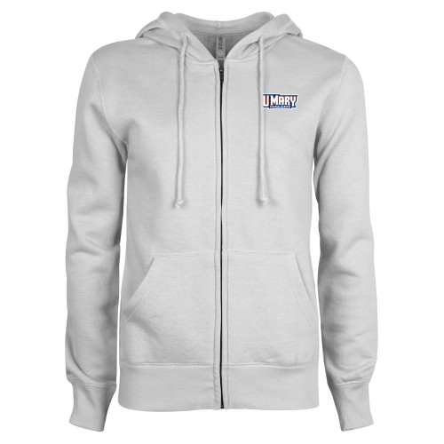  ENZA Womens White Fleece Full Zip Hoodie - U Mary Marauders