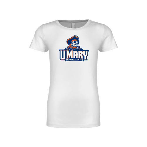  Next Level Girls White Fashion Fit T Shirt - Primary Athletics Mark